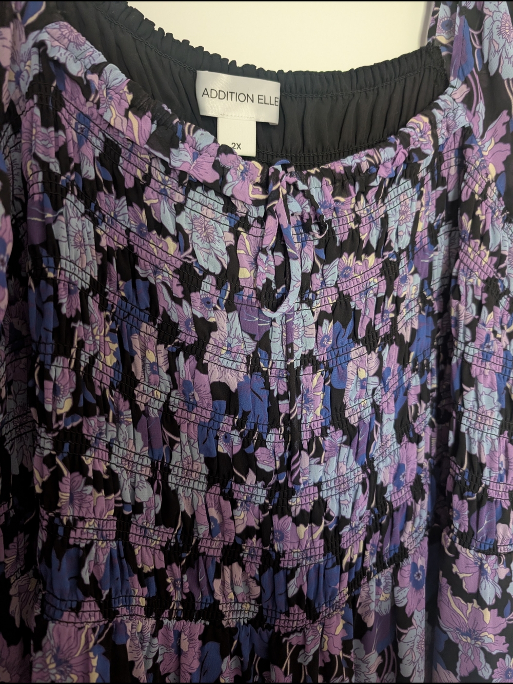 🌺 2/$30 Addition Elle Purple Floral Square-Neck Midi Dress - Picture 3 of 4